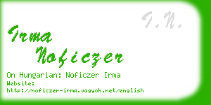 irma noficzer business card